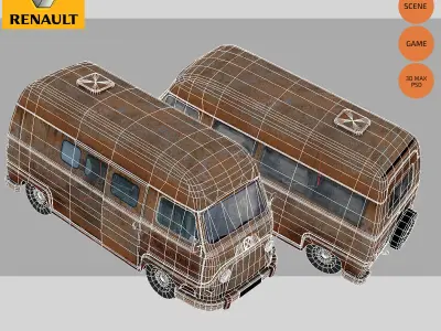 Renault Estafette Rust Low-poly 3D model