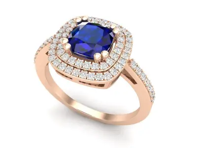 AV 502 Round White Diamond Ladies Bridal Halo Engagement Ring  3D print model