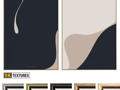 Plaster Two Photo Frame 528 Low-poly 3D model