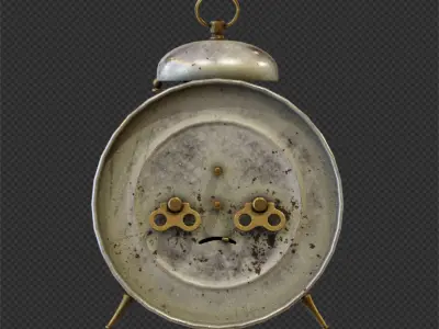 Old alarm clock in vintage style 3D model