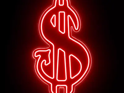 Dollar Neon Sign 3D model