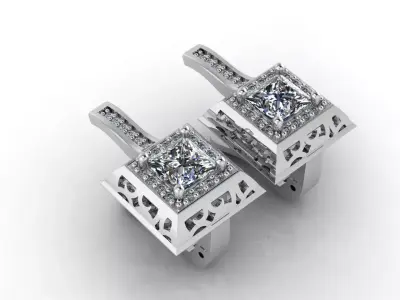 Women Earrings 3DM STL Womens Earring Renders 3D print models   3D print model 9