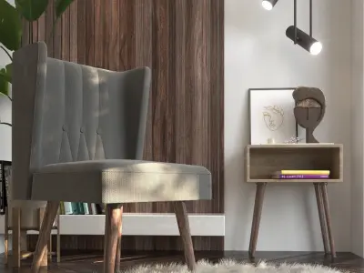 Sitting place in the corner of the room 3D model