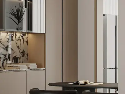Modern living room dining room interior scenes 457 3D model