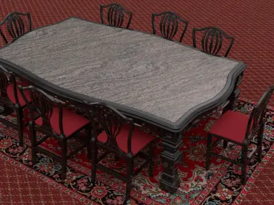 Georgian Dining Table Low-poly 3D model