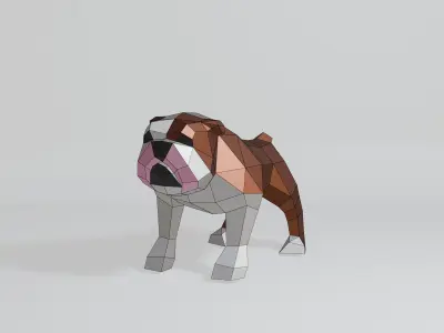 Polygonal Bulldog Low-poly 3D model