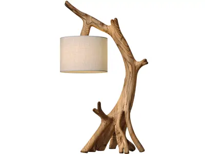 Rustic Wooden table lamp shape tree Sculptural Eco Scandinavian 3D model