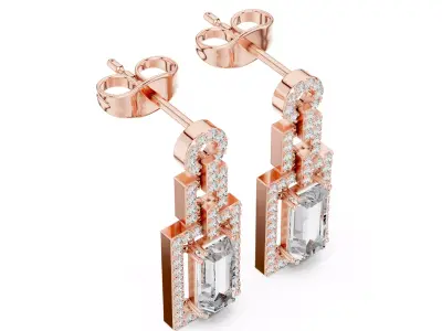 Bug Straight  Diamond Earring 3D print model