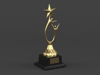 Gold Trophy Cups 3D model 24