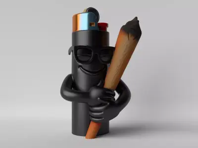 Lit Lighter  The High Lighter Mascot 3D print model