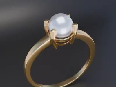 Elegant Pearl Ring 3D model
