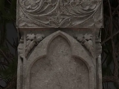 Gothic Column With Tracery  3D model