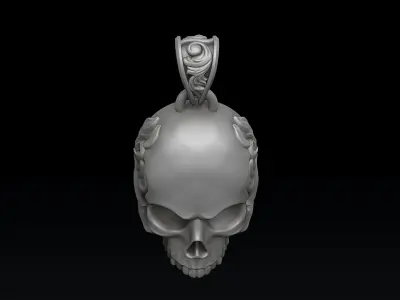 Ornamental Skull Pendant Ring Collection 3D print model