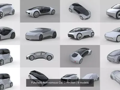 Futuristic Autonomous Car Collection 3D Model Pack