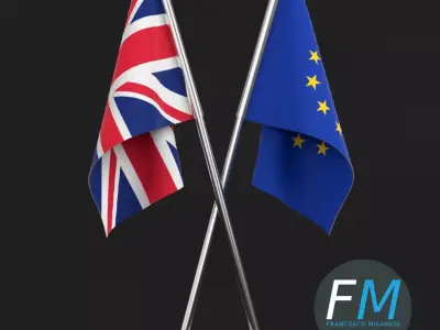 Cross pole tabletop flags 3D model