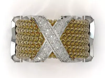 Luxury Texture and Gemstone Design stl 3d ring model jr00005 3D print model