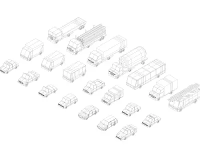 Polygonia Low Poly City Cars Pack Low-poly 3D model