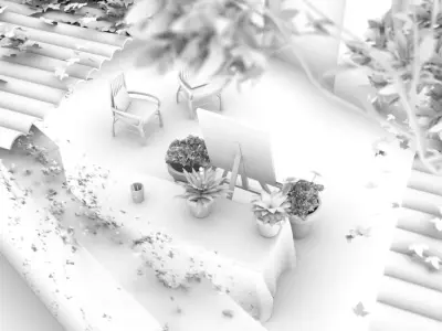 roof top garden Low-poly 3D model