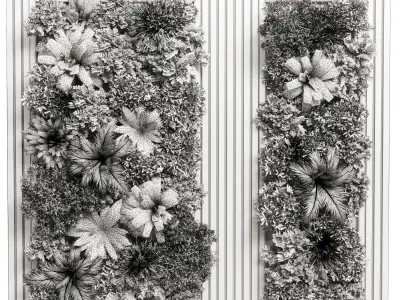 Wood frame Vertical graden wall decor box 24 3D model