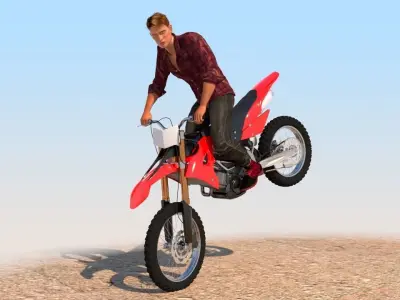 Full Rigged Rider with Motorbike Model 3D model