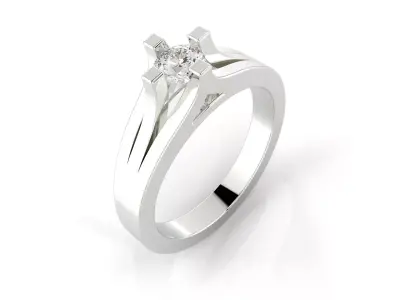 D-1696 solitaire diamond engagement ring gold 3D print model