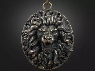 Lion Head Pendant a04 3D print model