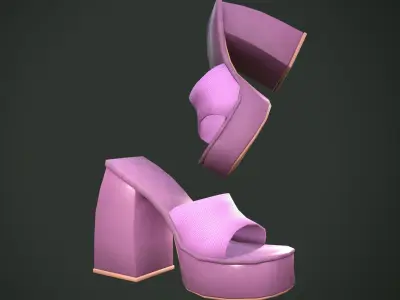 High Heels Mule  Low-poly 3D model Low-poly 3D model