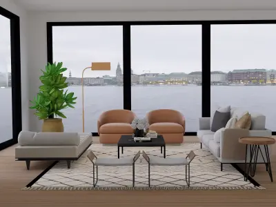 Living Room 2 Blender Scene 3D model