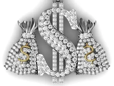 Dollar bag necklace 3D print model