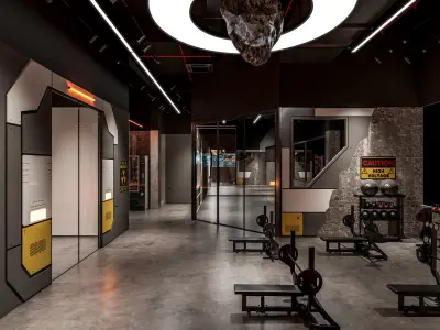 Luxury gym interior 3D model