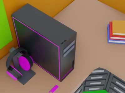 Detailed Working Room  Low-poly 3D model