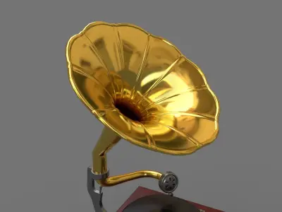 Gramophone and Record Low-poly 3D model