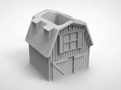 Retro European style barn pattern vase 3D print model