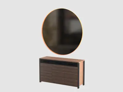 Round Mirror and Sideboard 1303 3D model