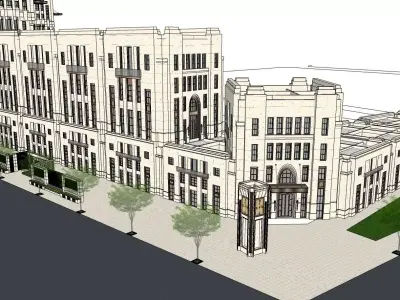 Ancient hotel with luxury living Dubai Style 3D model