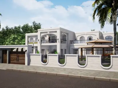 luxury villa house Low-poly 3D model