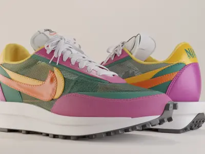 Nike Sacai LD Waffle Pine Green Low-poly 3D model