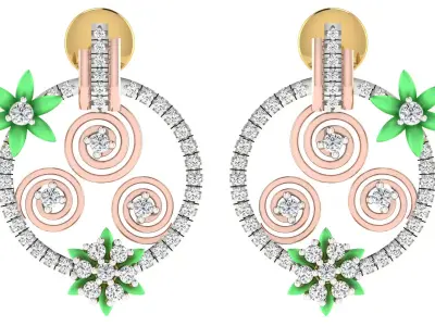 Solitaire Women Drop Earring 3dm STL OBJ FBX Renders Details 3D print model order