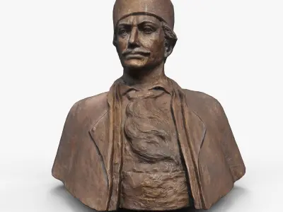 Male Bust Statue Low-poly 3D model