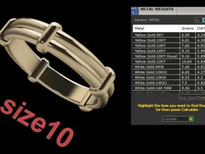 Rope Style Fashion Band Ring Size10 3D print model