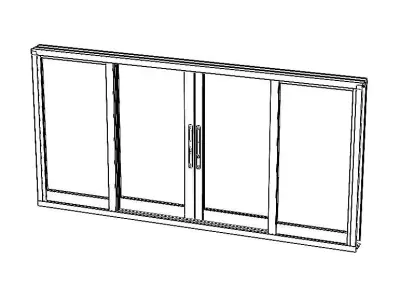Aluminium Sliding Window 4 Panels 3D model