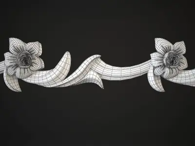 Moulding decorative scroll with flowers 3D model