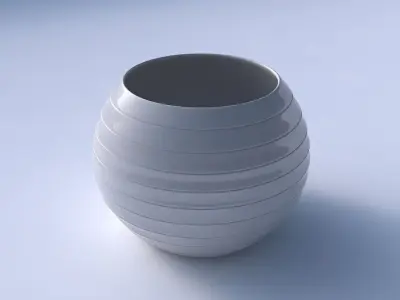 Bowl spheric with smooth horizontal dents 2 3D print model