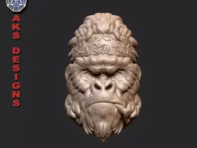 Gangster Gorilla version 1 Bas relief 3D print model