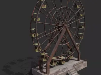 Abandoned Ferris Wheel PBR Low-poly 3D model