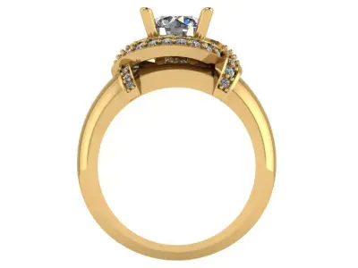 round shank hugged solitaire ring with pave all around  3D print model