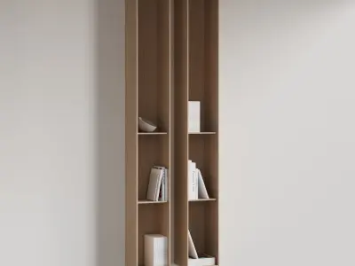 096 Wall rack shelves 03 neutral  minimal wood 01 3D model