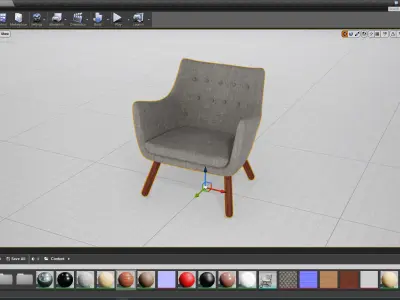 Finn Juhl Poet Chair UE4 Low-poly 3D model