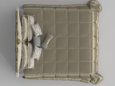 Luxurious European Royal Baroque Style Bed 3D Model 3D model