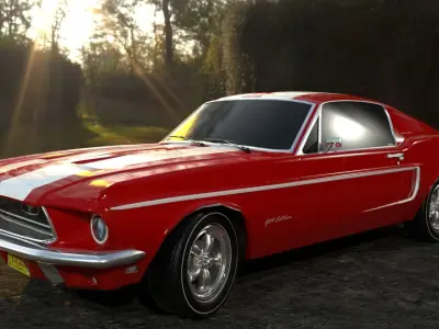 American Sports Car Low-poly 3D model